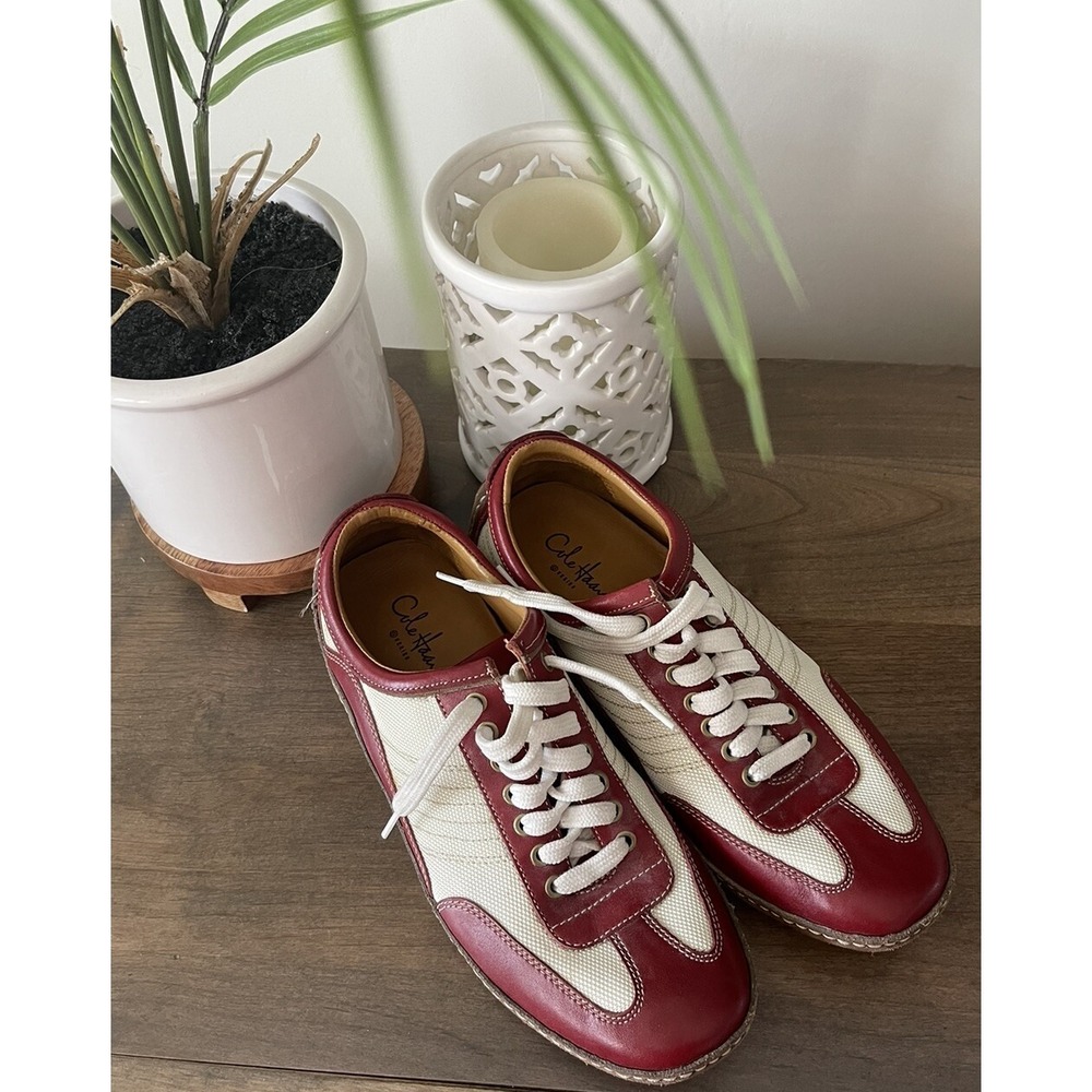 Cole Haan NikeAir Men's Ivory/Red Leather Driving Shoes Size 7M